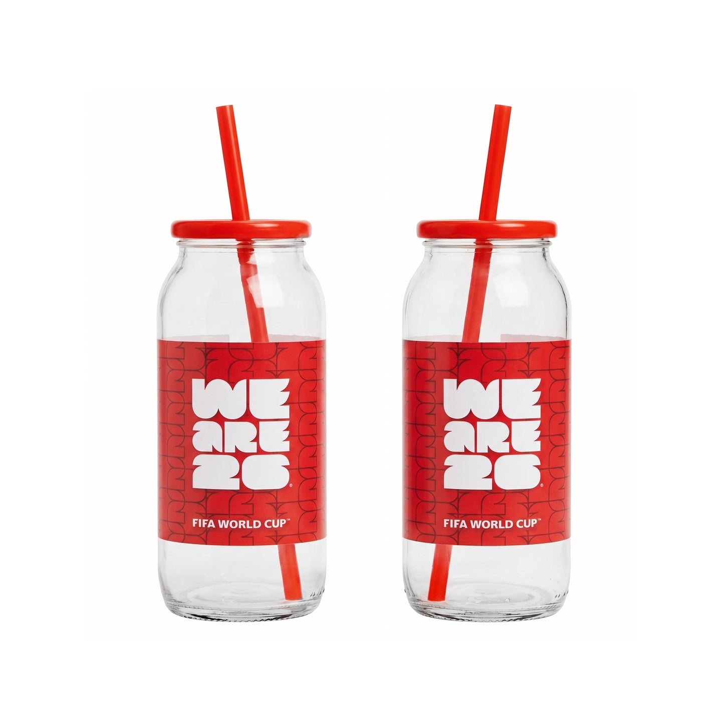 Atelier Sportif Official FIFA World Cup Trophy Set of 2 Glass Sippers with Lid and Straw