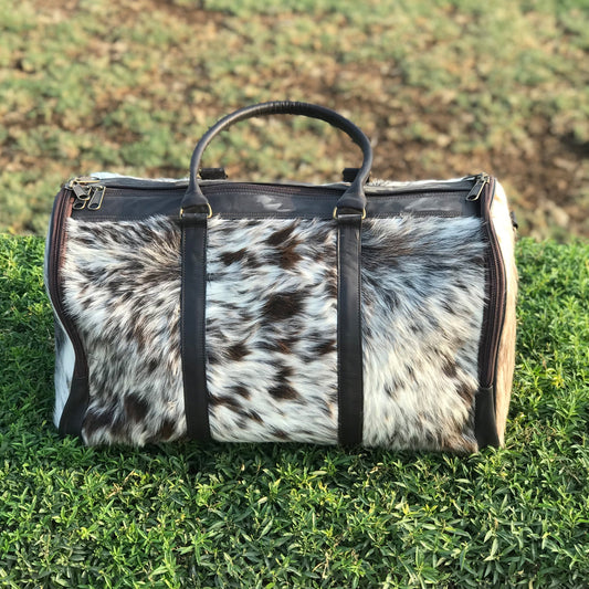 Authentic Cowhide Leather Duffel Bag, Medium Size,  Unforgettable Birthday or Anniversary Gift