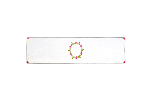 Hand Embroidered Heirloom Petals Table Runner 16.5" × 67"