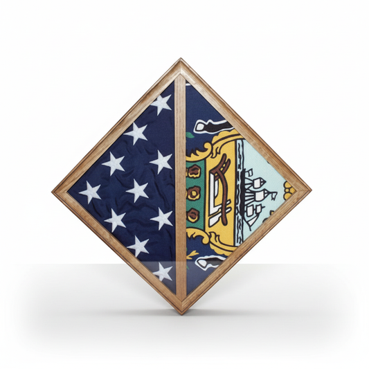 2 Flags display case - Wall Mounted box - Fit 3" x 5" Flag.