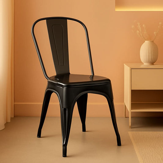Stackable Tolix Style Metal Dining Chair Black Set of 4