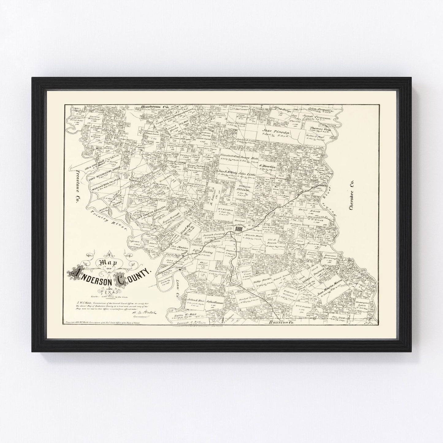 Vintage Map of Anderson County, Texas 1879