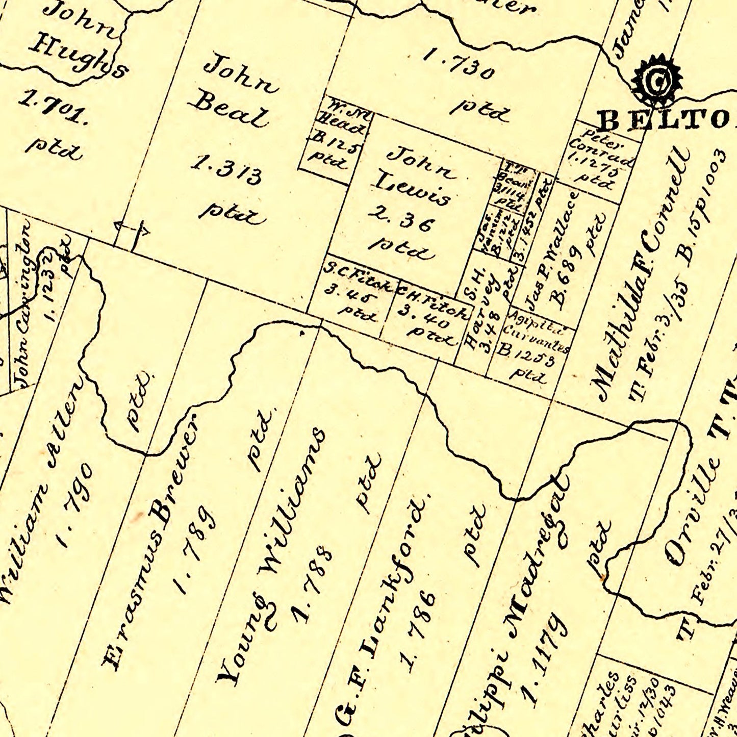 Vintage Map of Bell County, Texas 1879