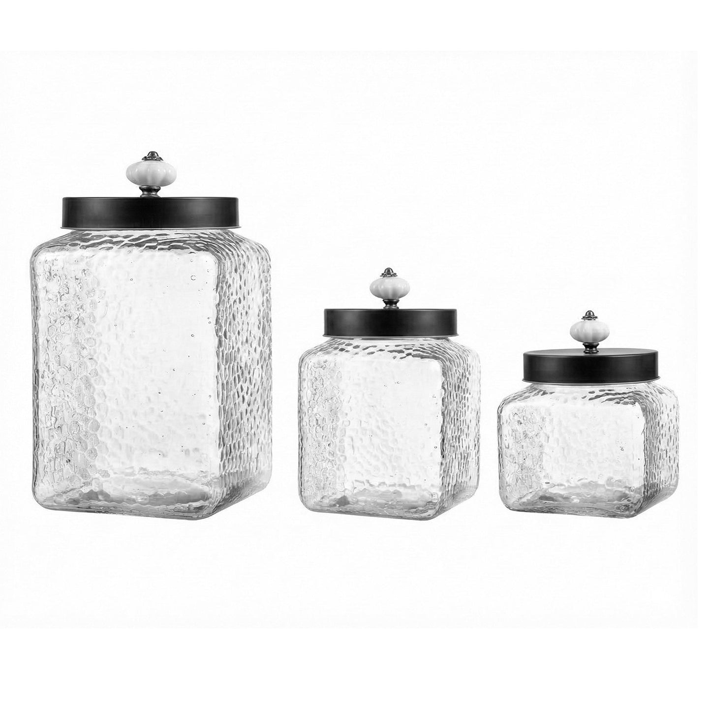 Hammered Square 3Pc Canister Set