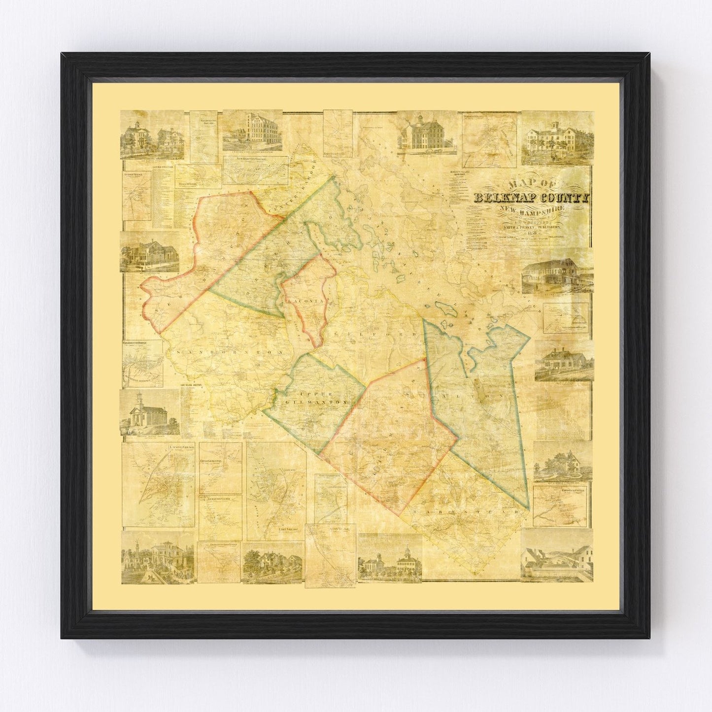 Vintage Map of Belknap County, New Hampshire 1859