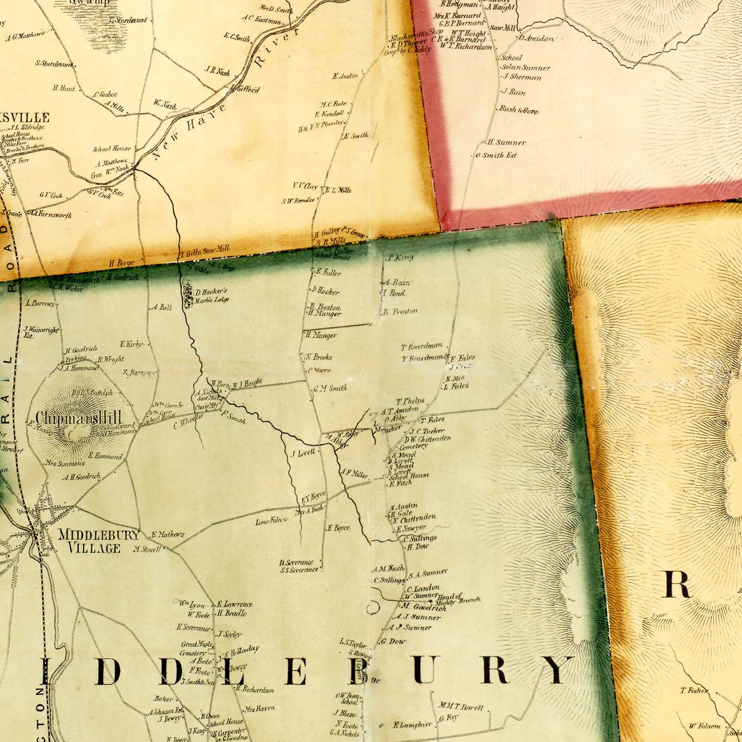 Vintage Map of Addison County, Vermont 1857