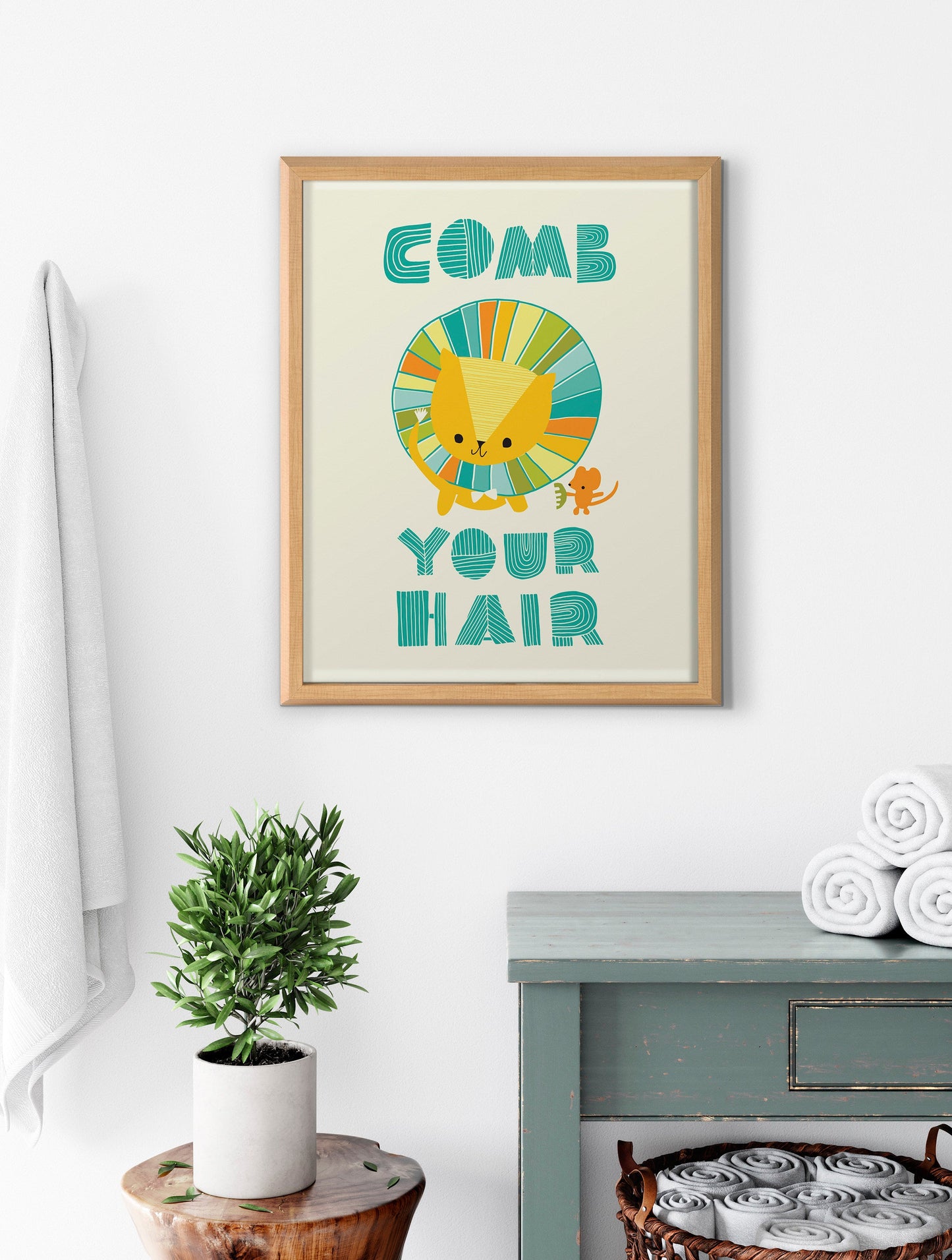 Blake Splish Splash Zoo Lion Framed Printed Glass by Heather Rosas
