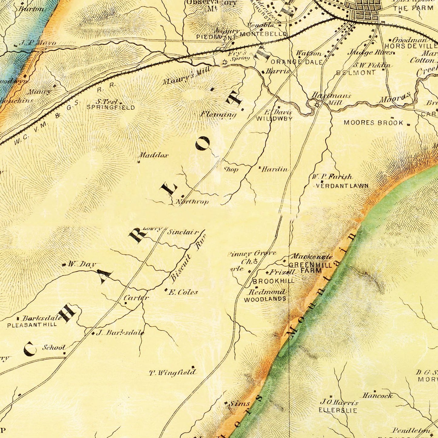 Vintage Map of Albemarle County, Virginia 1875