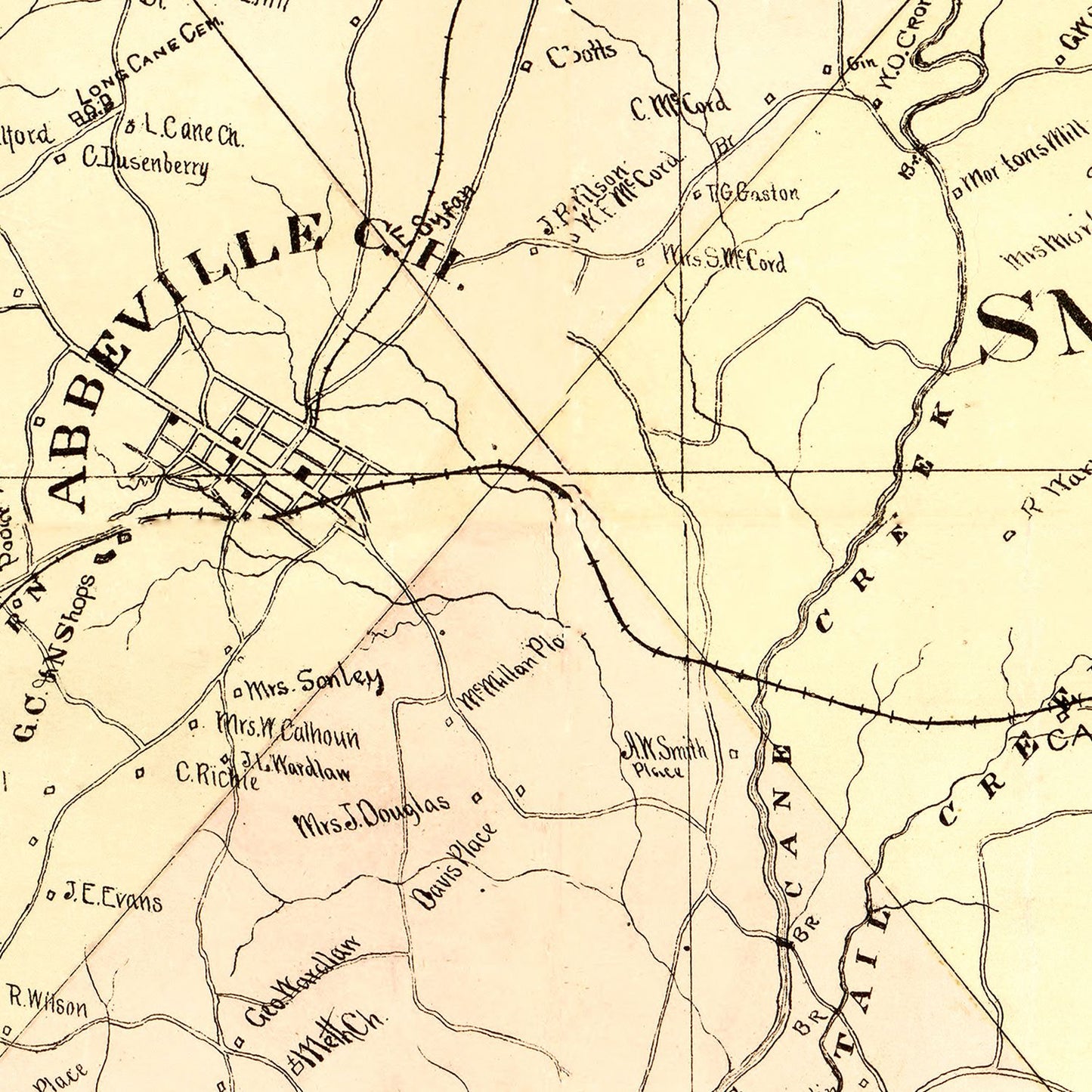 Vintage Map of Abbeville County, South Carolina 1895