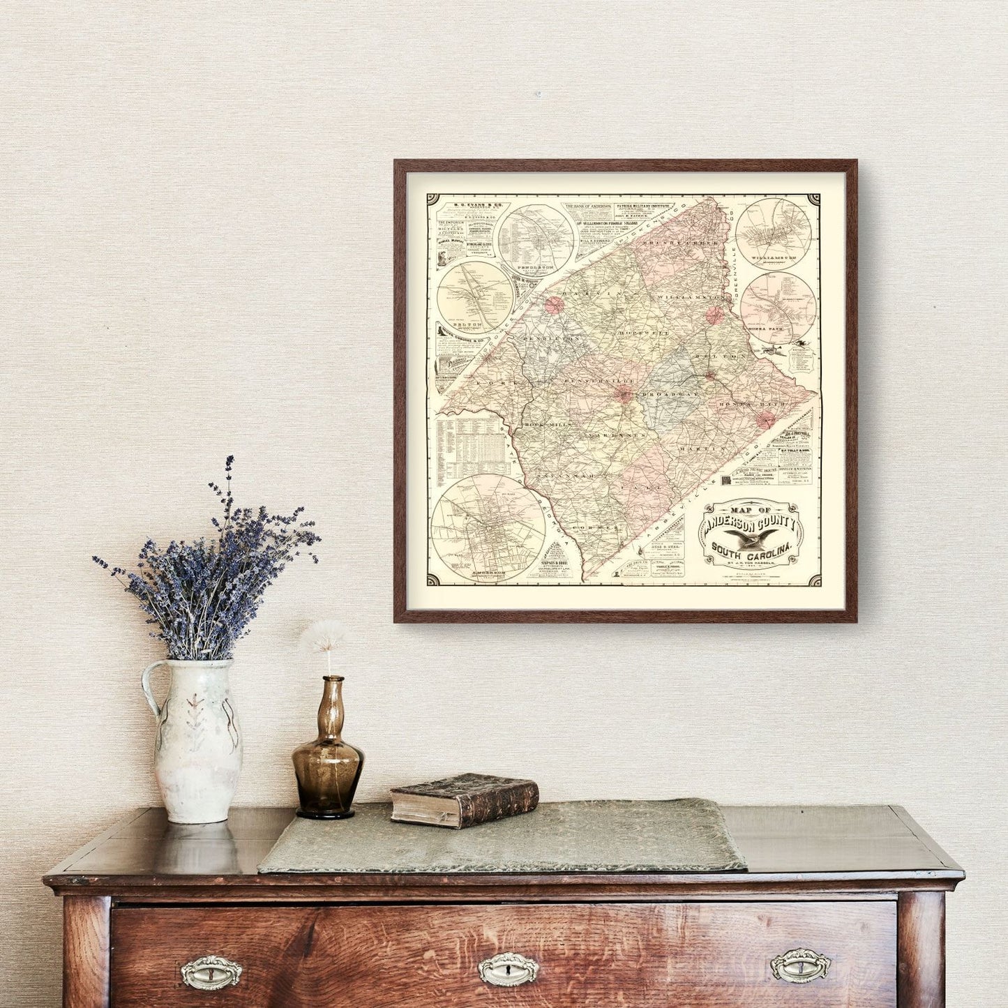 Vintage Map of Anderson County, South Carolina 1897