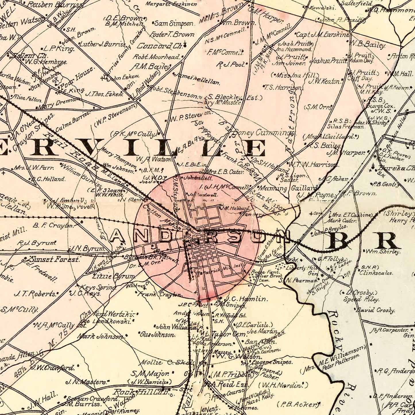 Vintage Map of Anderson County, South Carolina 1897