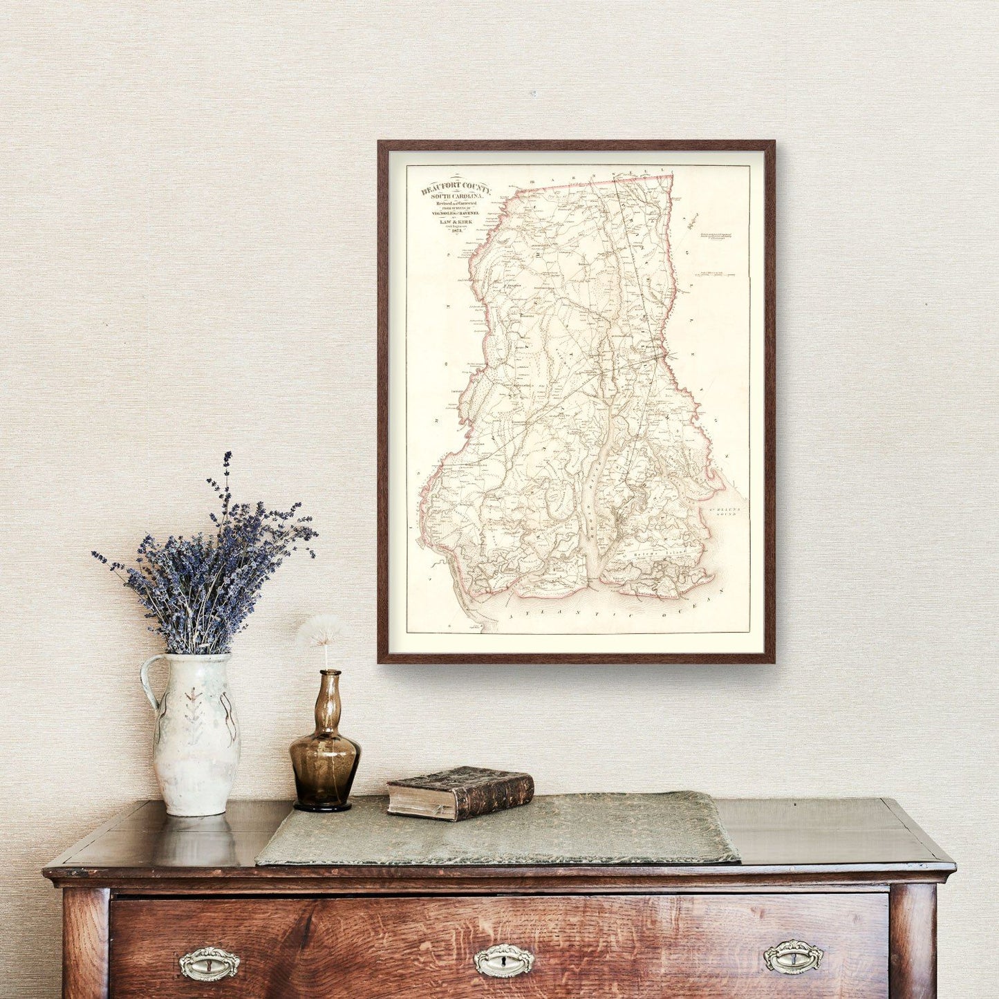 Vintage Map of Beaufort County, South Carolina 1873