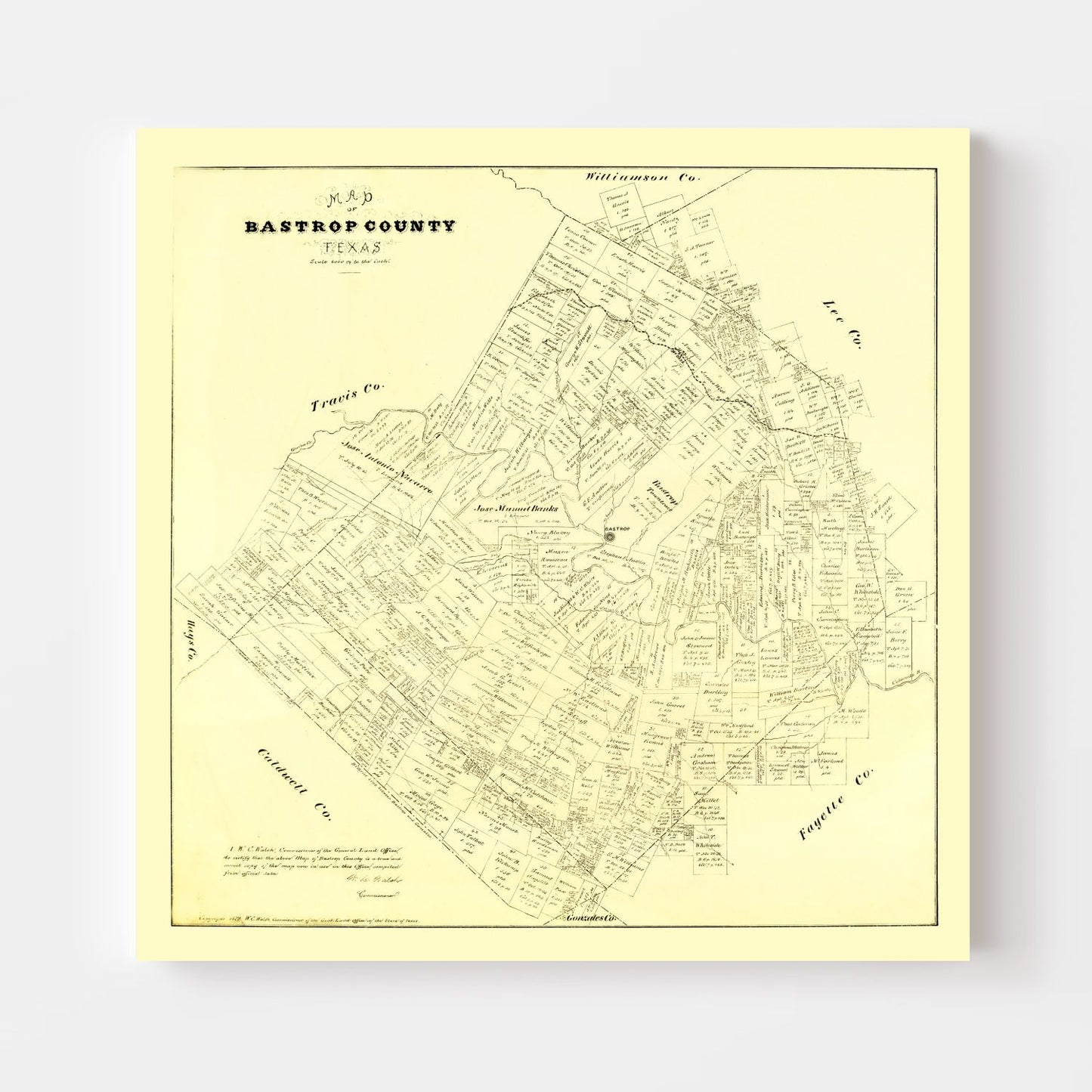 Vintage Map of Bastrop County, Texas 1879