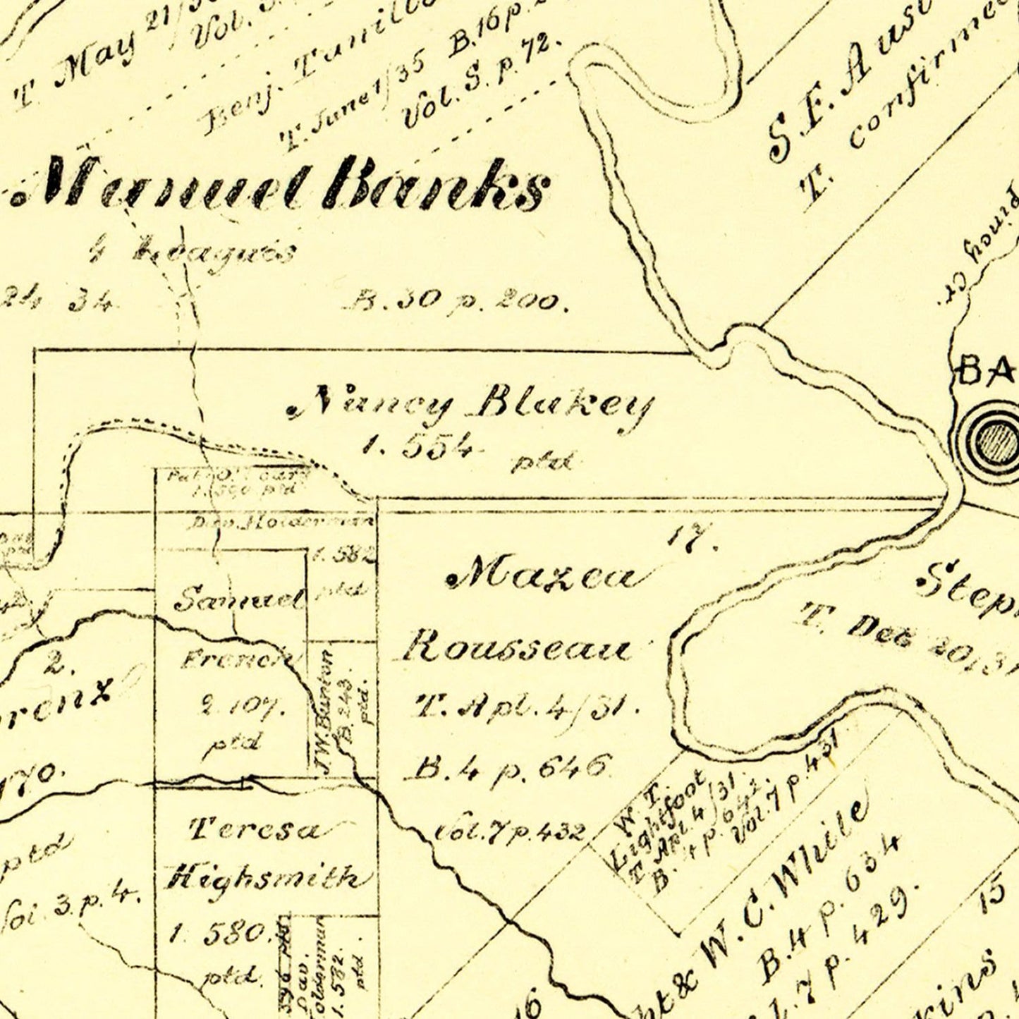 Vintage Map of Bastrop County, Texas 1879