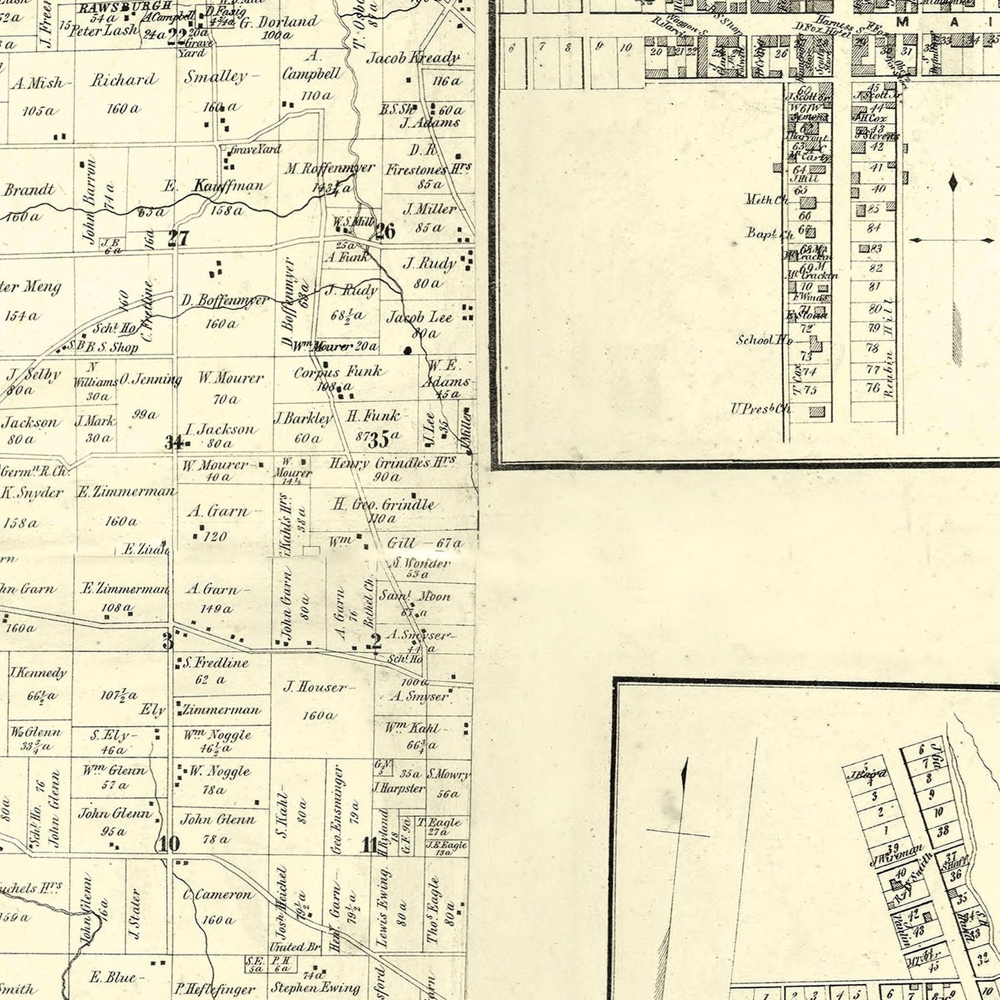 Vintage Map of Ashland County, Ohio 1861