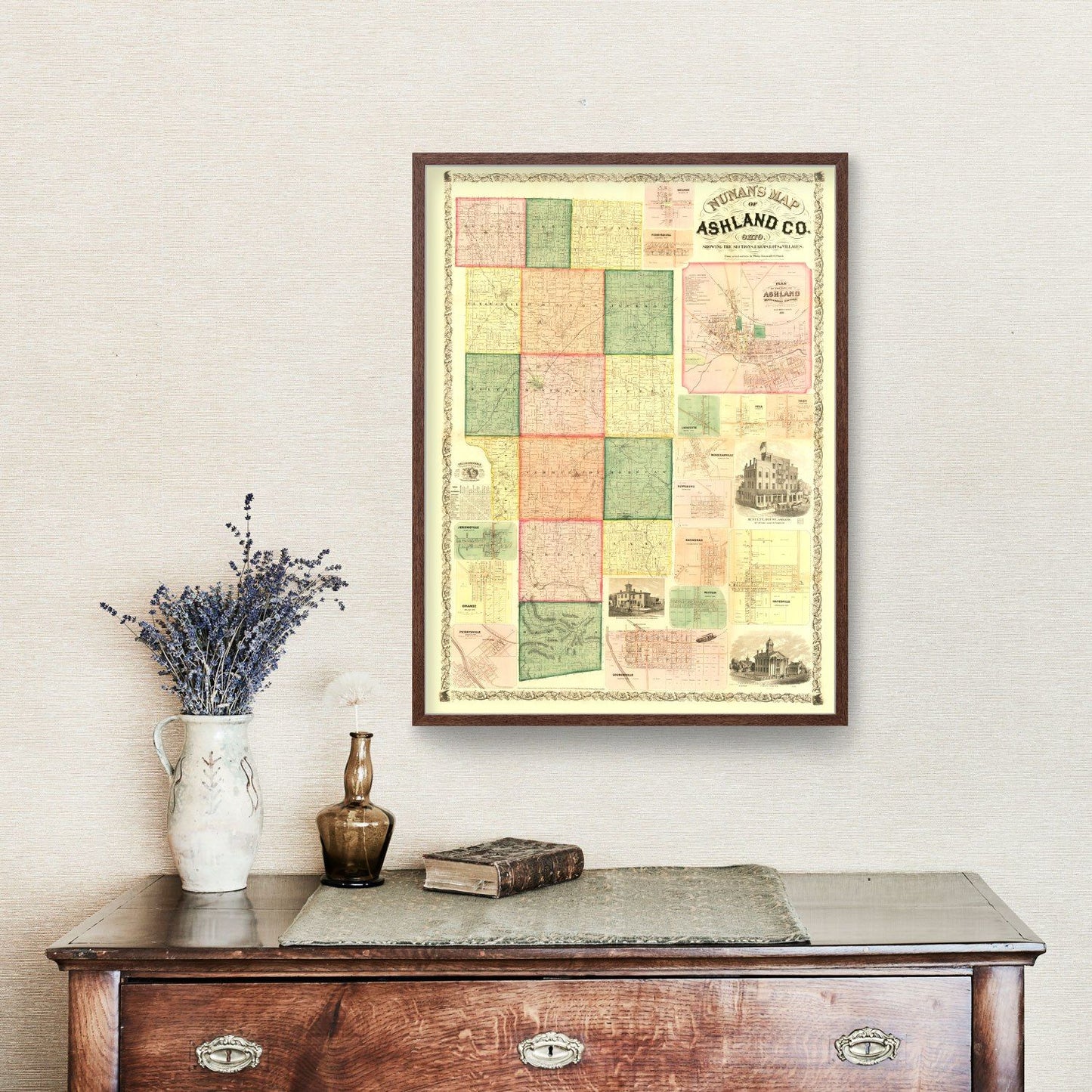Vintage Map of Ashland County, Ohio 1861