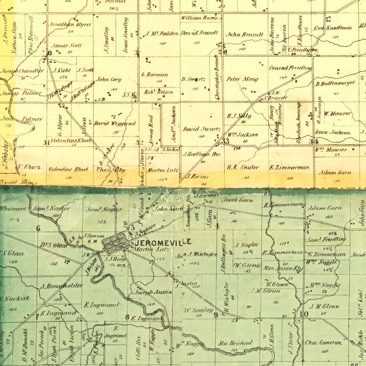 Vintage Map of Ashland County, Ohio 1861