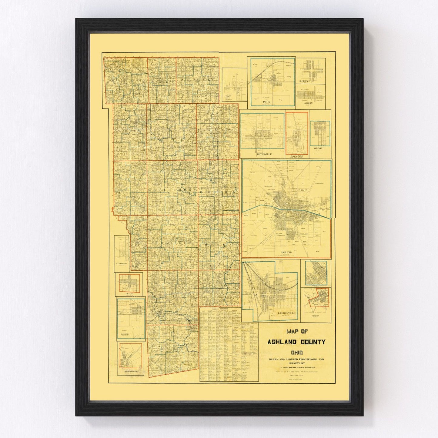 Vintage Map of Ashland County, Ohio 1897