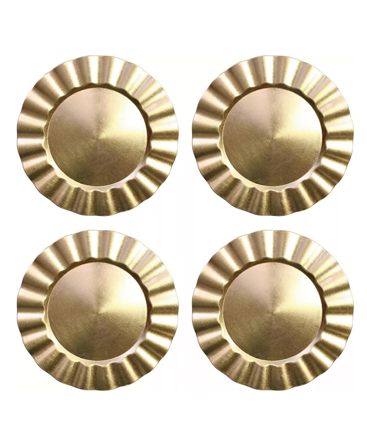Gold Ruffled Charger Plate Set, 4 Pieces