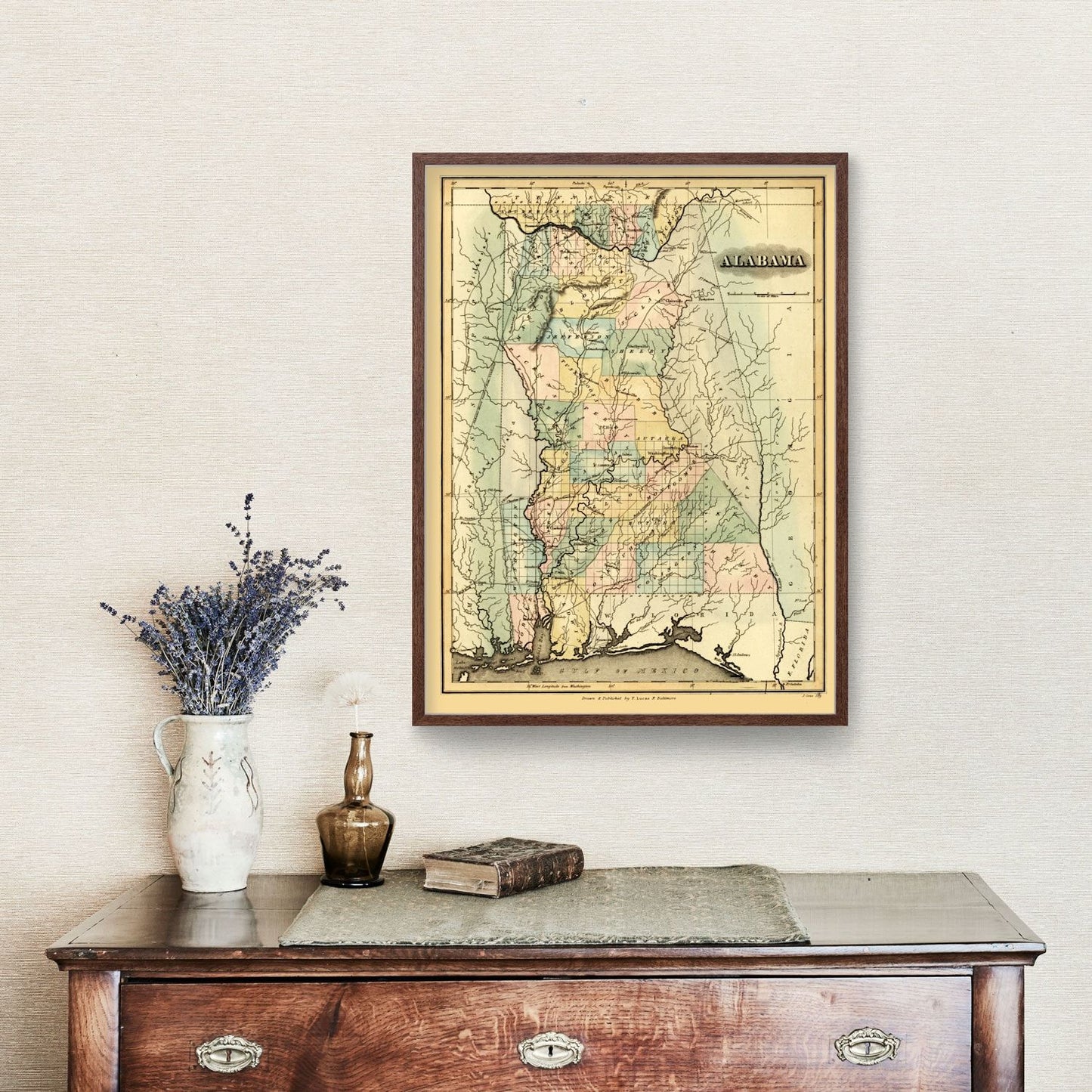Vintage Map of Alabama 1826