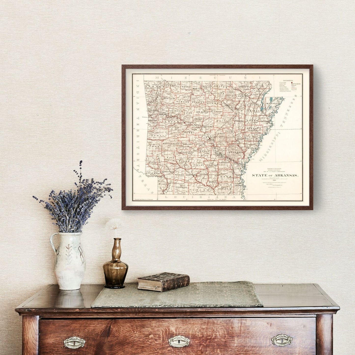 Vintage Map of Arkansas 1886