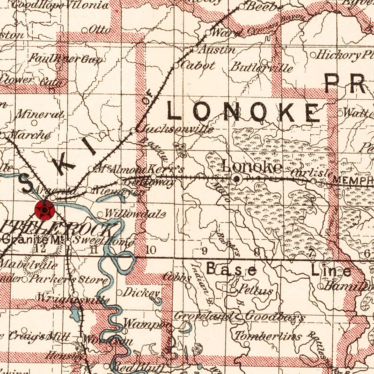 Vintage Map of Arkansas 1886