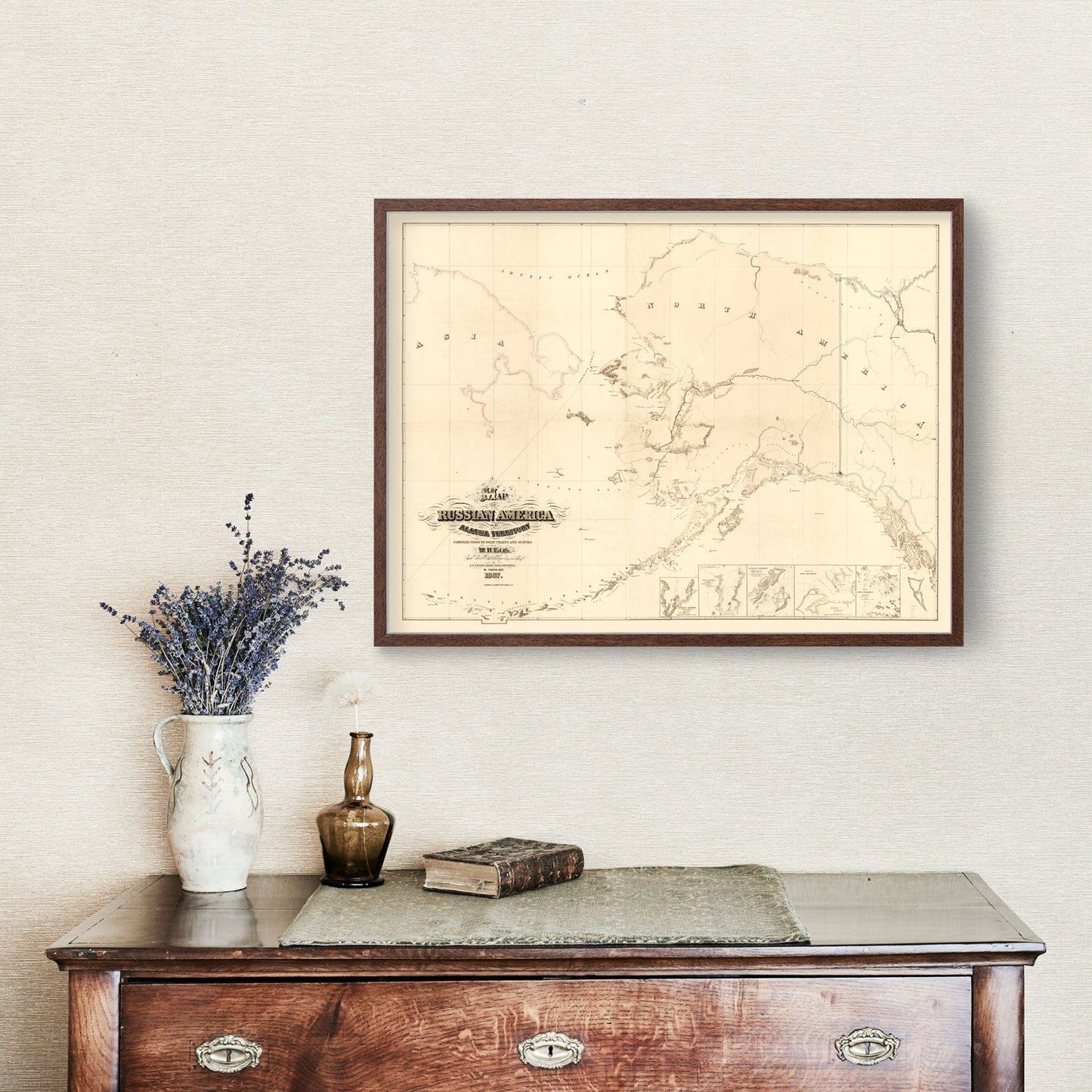 Vintage Map of Alaska 1867