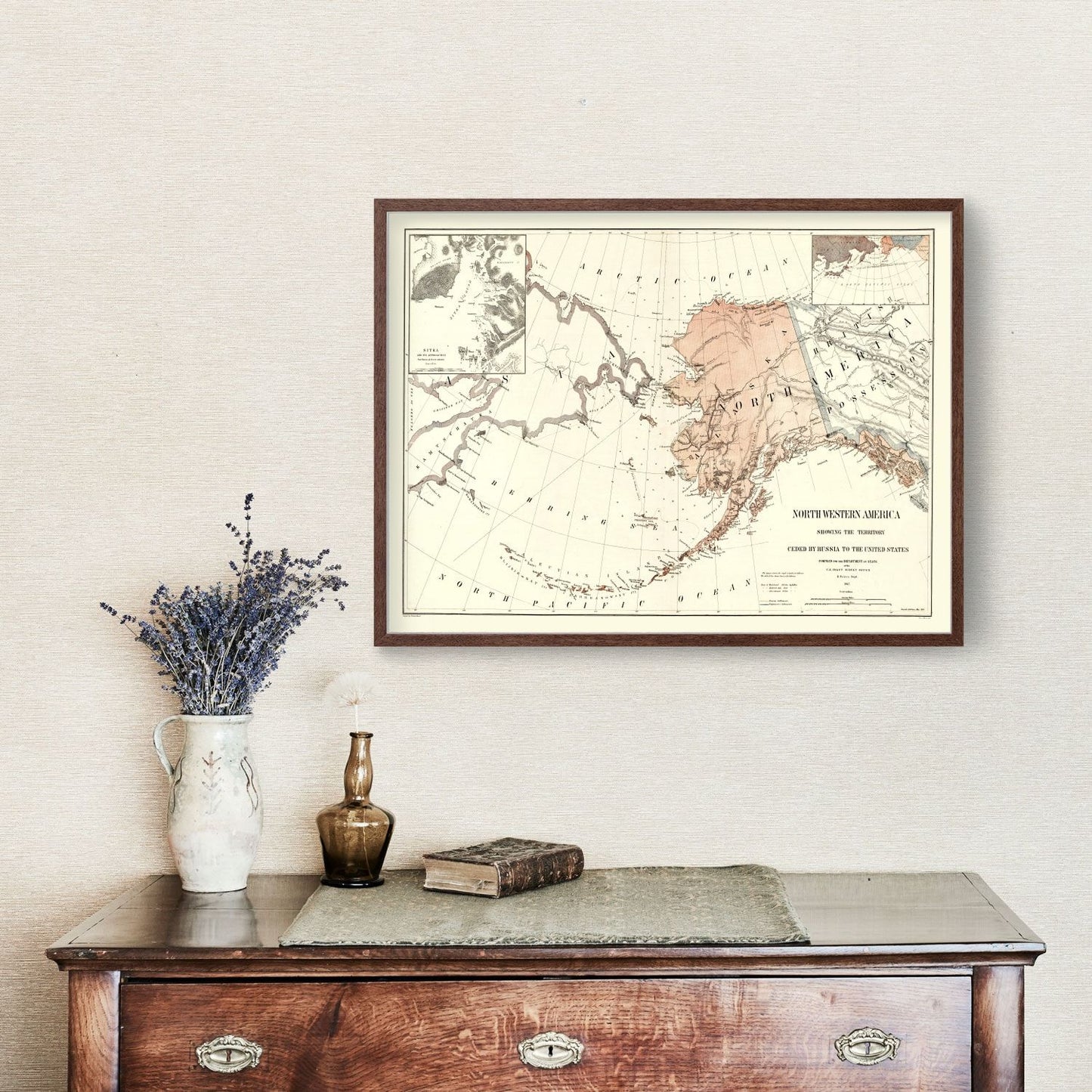 Vintage Map of Alaska 1867