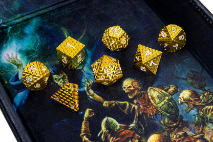 D&D Dragon Scale Metal Dice Set — Gold