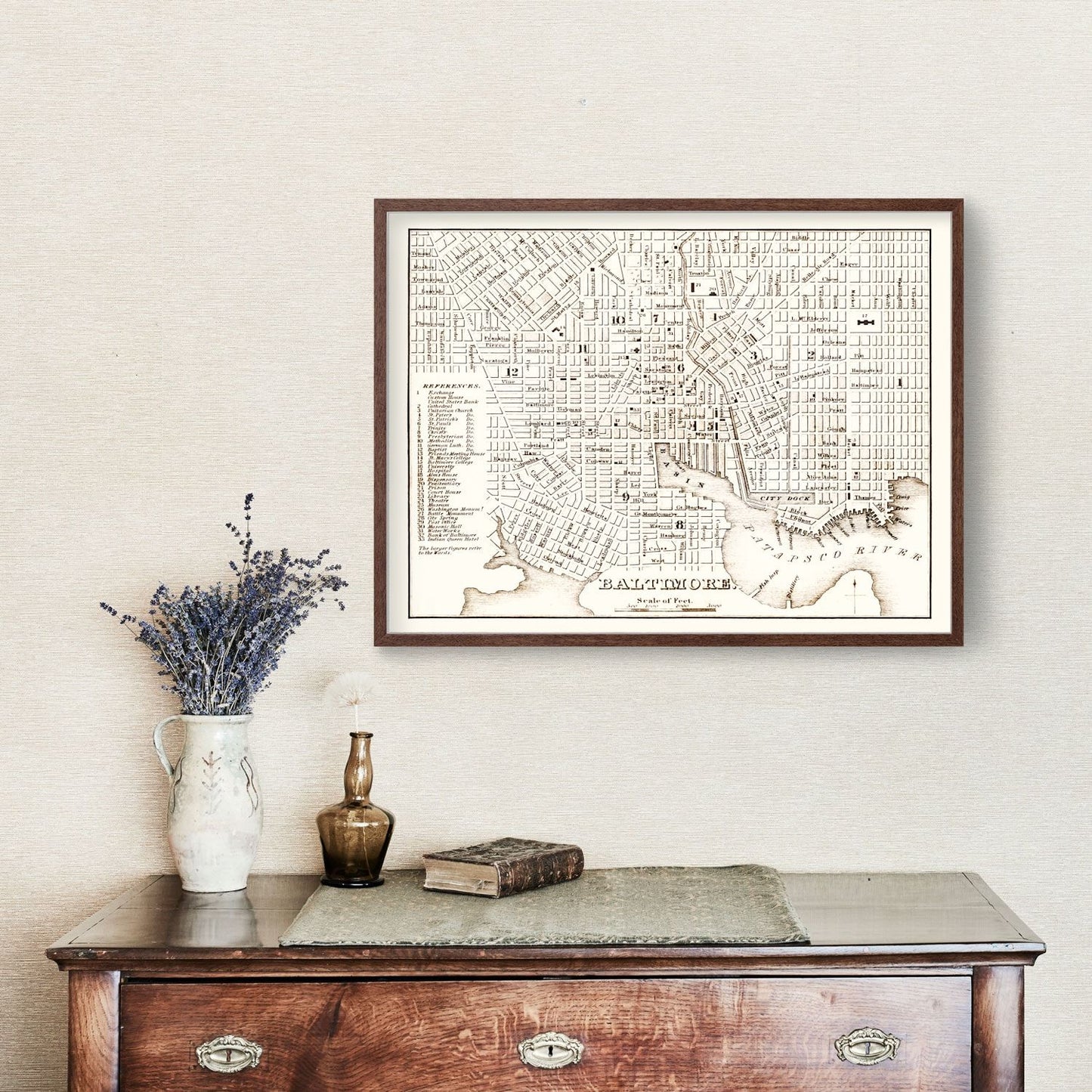 Vintage Map of Baltimore, Maryland 1837
