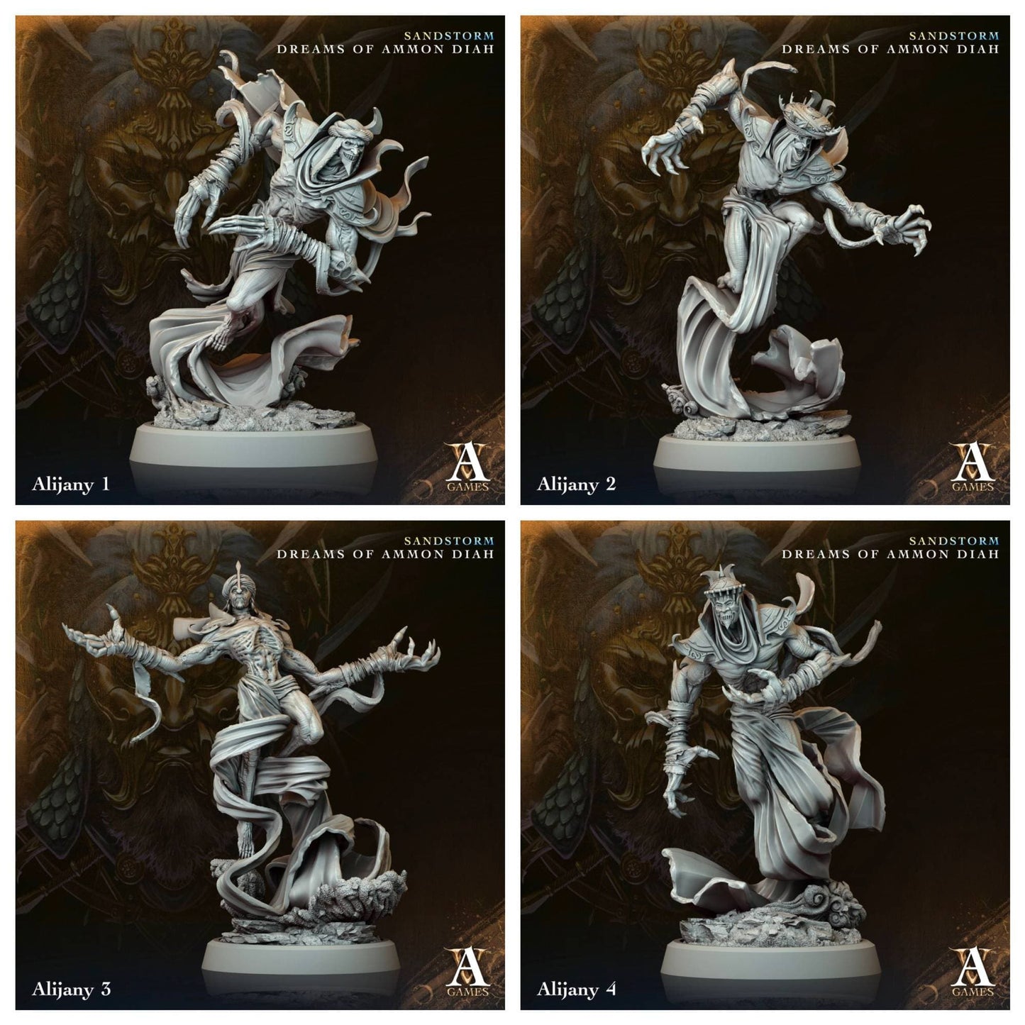 3D Printed Archvillain Games Alijany Sandstorm Dreams of Ammon Diah 28 32mm D&D