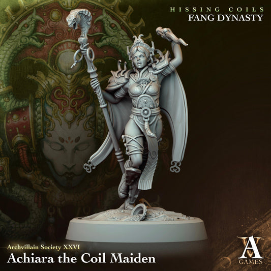 3D Printed Archvillain Games Archvillain Society Vol. XXVI Achiara The Coil Maiden 28 32mm D&D