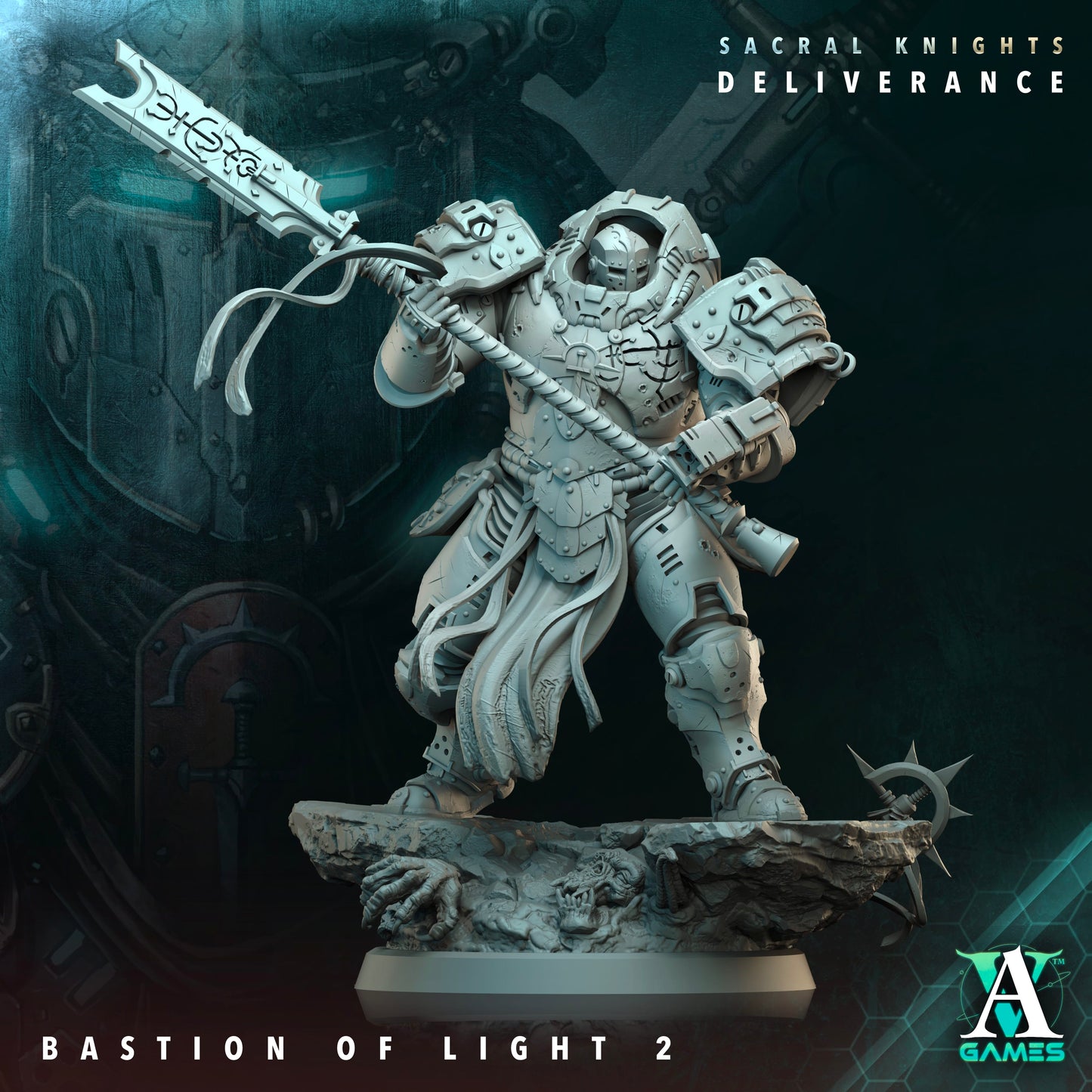 3D Printed Archvillain Games Bastion of Light Sacral Knights Deliverance 28 32mm D&D