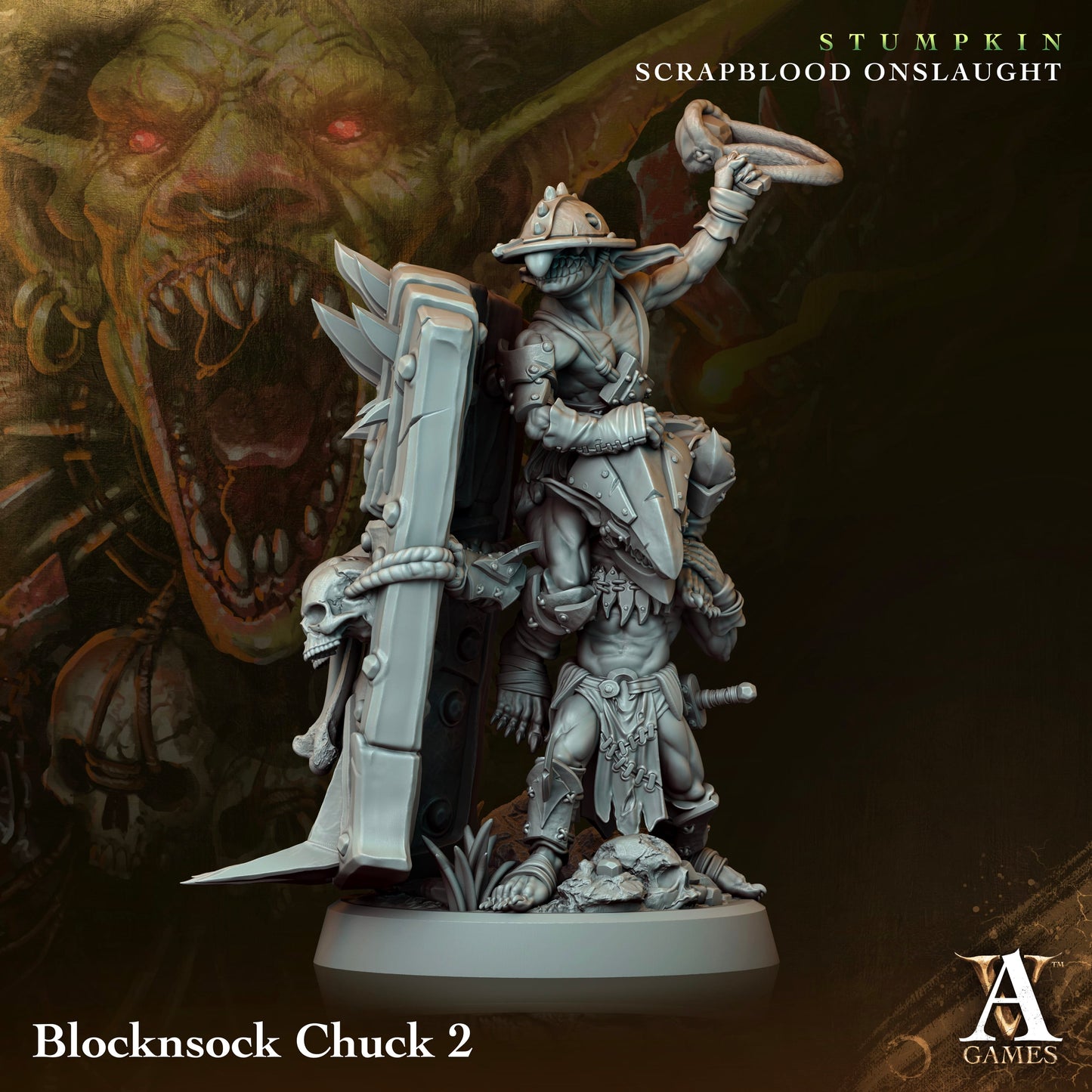 3D Printed Archvillain Games Blocknsock Chucks Stumpkin Scrapblood Onslaught 28 32mm D&D