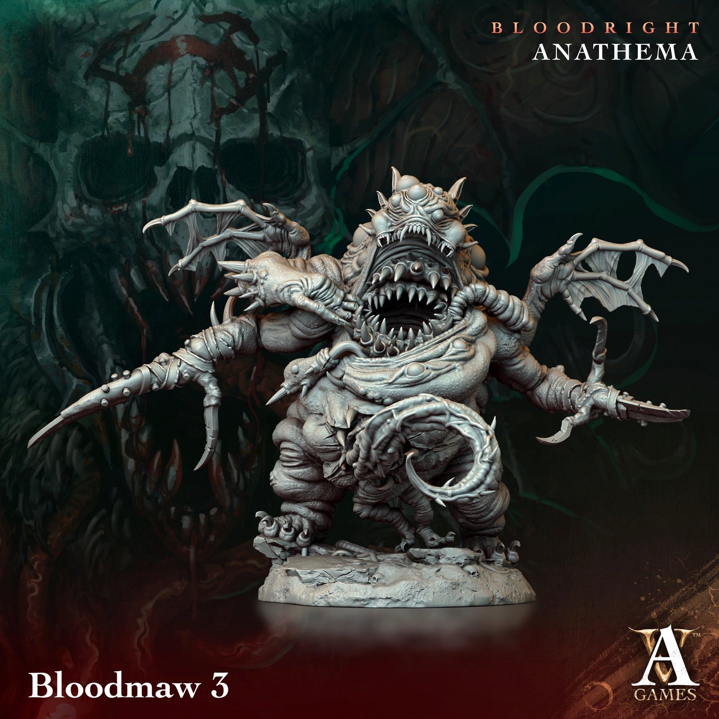 3D Printed Archvillain Games Bloodmaw Bloodright - Anathema 28 32mm D&D
