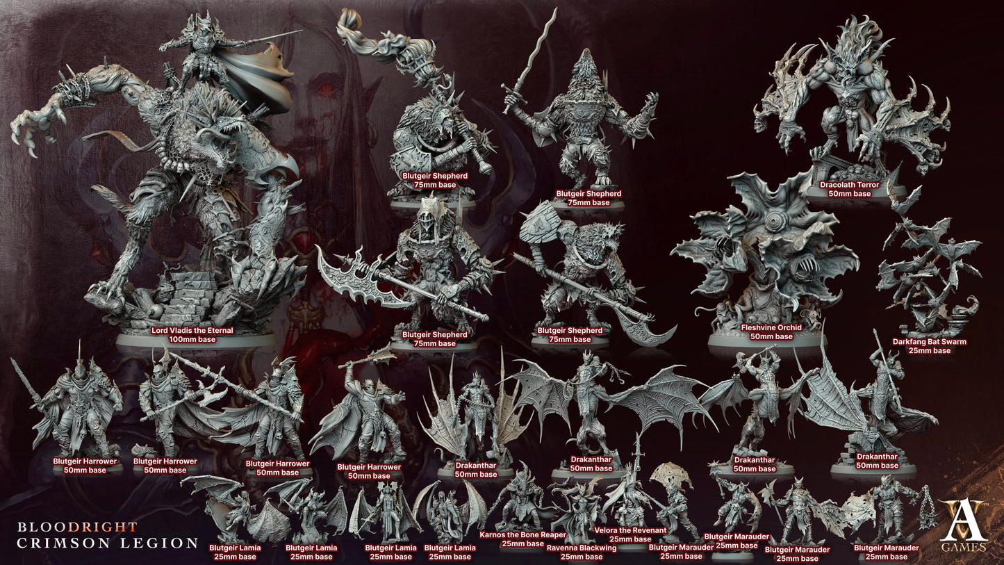 3D Printed Archvillain Games Blutgeir Harrower Bloodright - Crimson Legion 28 32mm D&D