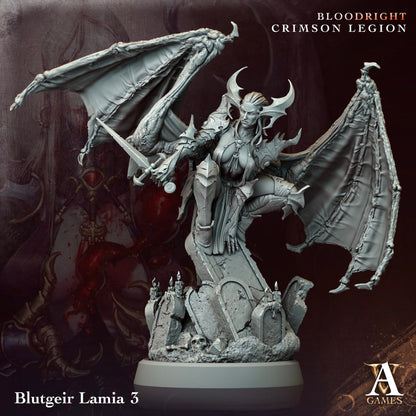 3D Printed Archvillain Games Blutgeir Lamia Bloodright - Crimson Legion 28 32mm D&D