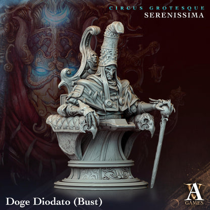 3D Printed Archvillain Games Circus Grotesque - Serenissima Doge Diodato - Bust 28 32mm D&D