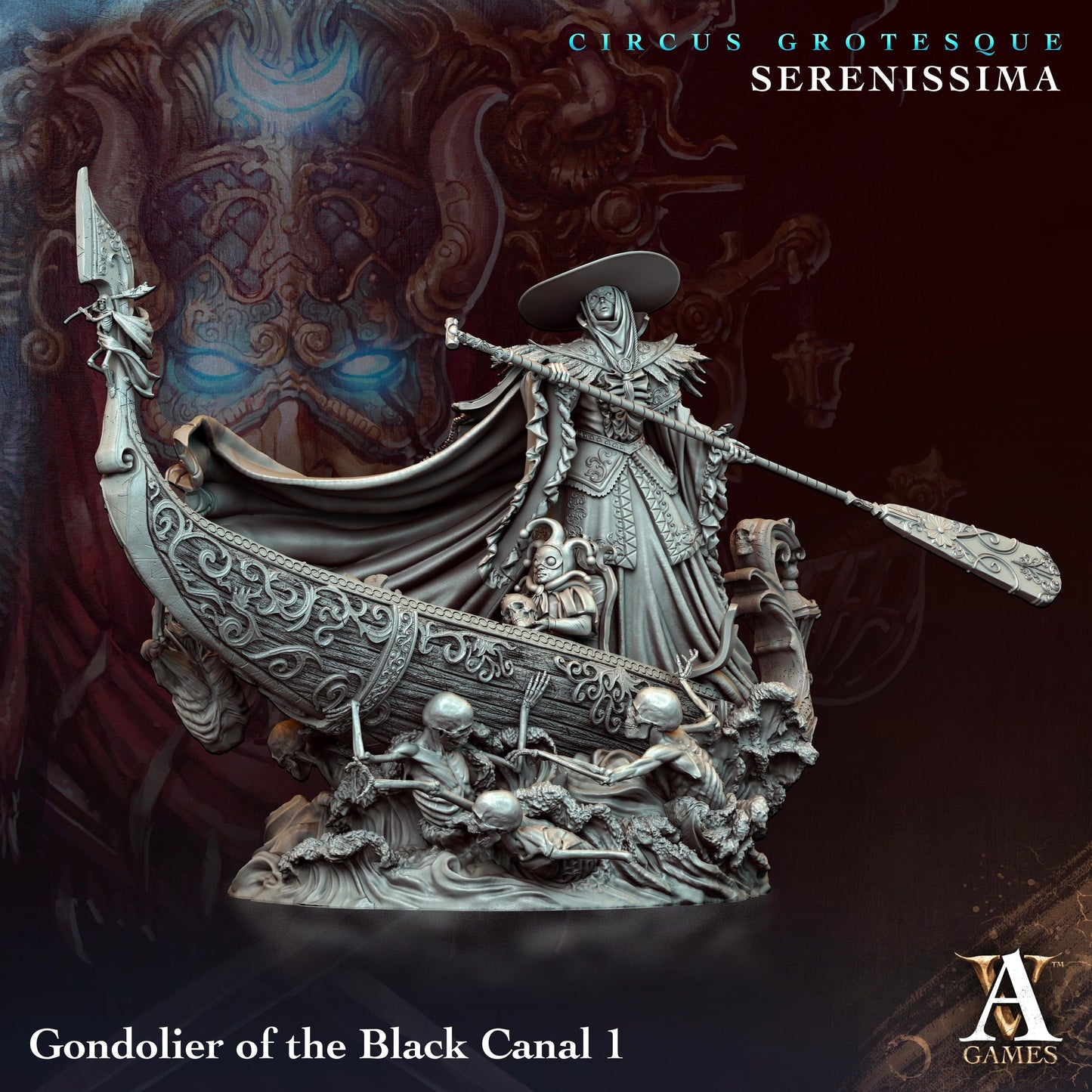 3D Printed Archvillain Games Circus Grotesque - Serenissima Gondoliers of the Black Canal 28 32mm D&D