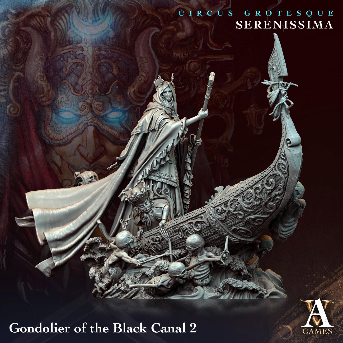 3D Printed Archvillain Games Circus Grotesque - Serenissima Gondoliers of the Black Canal 28 32mm D&D