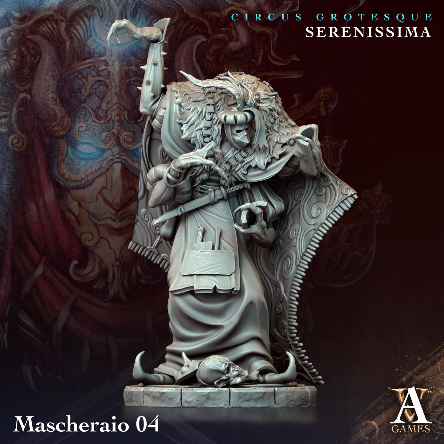 3D Printed Archvillain Games Circus Grotesque - Serenissima Mascheraio 28 32mm D&D