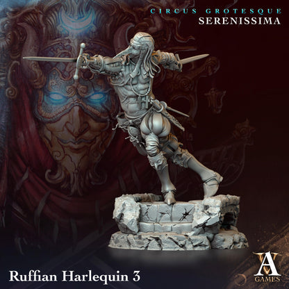 3D Printed Archvillain Games Circus Grotesque - Serenissima Ruffian Harlequin 28 32mm D&D