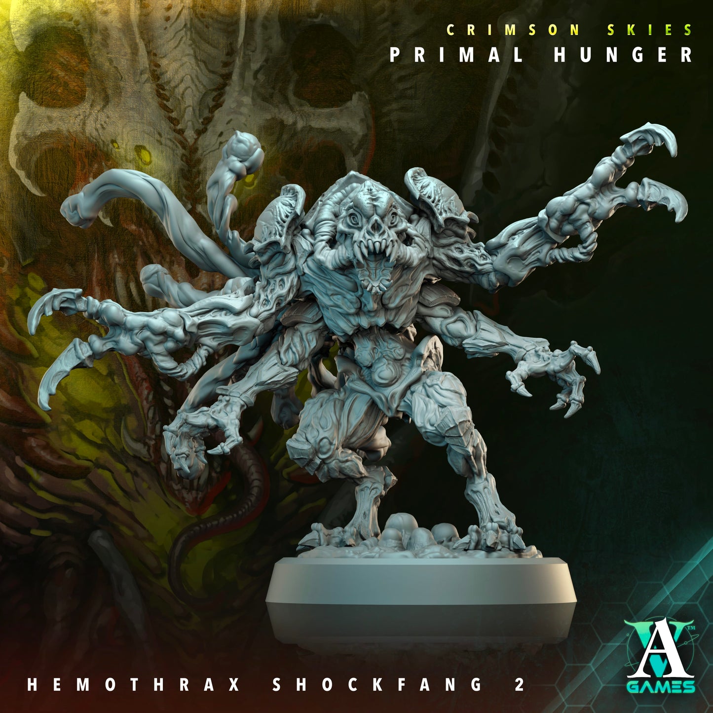 3D Printed Archvillain Games Crimson Skies Primal Hunger- Hemothrax Shockfang 28mm 32mm D&D