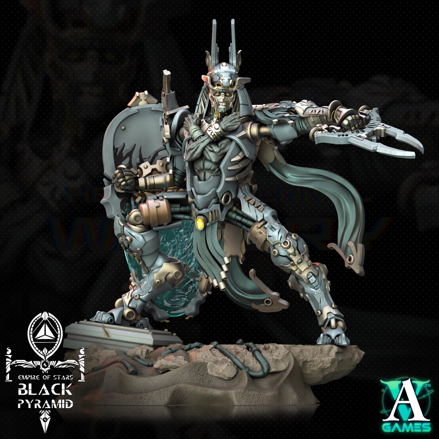 3D Printed Archvillain Games Empire of Stars - Black Pyramid Keteph Issahar 28 32mm D&D