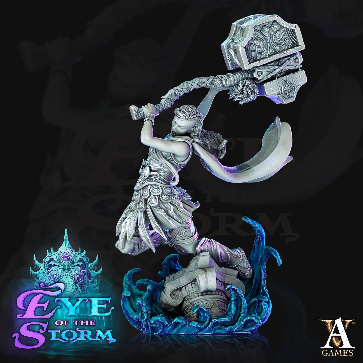 3D Printed Archvillain Games Eye of the Storm - Storm Giant Battlemaidens 28mm 32mm D&D