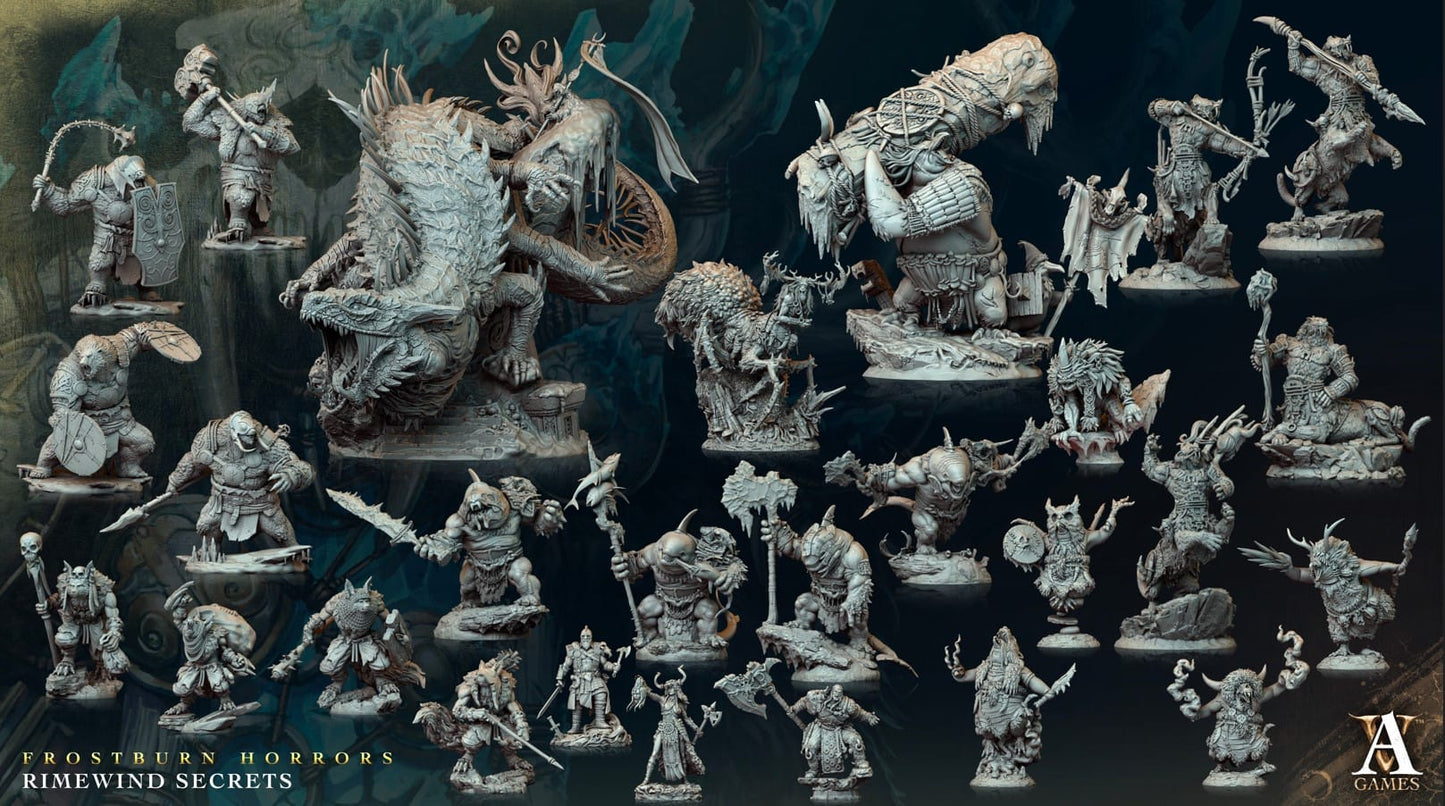 3D Printed Archvillain Games Frostburn Horrors Rimewind Secrets - Kotauri Winterstrider 28mm 32mm D&D