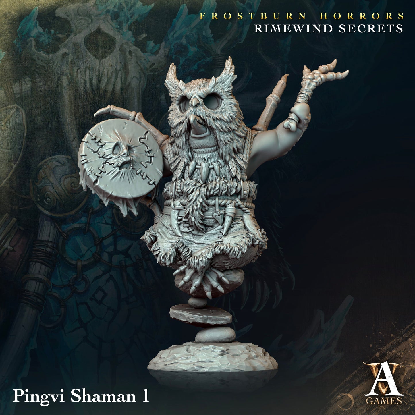 3D Printed Archvillain Games Frostburn Horrors Rimewind Secrets - Pingvi Shaman 28mm 32mm D&D