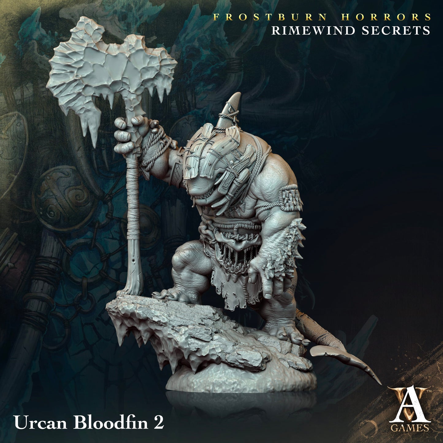 3D Printed Archvillain Games Frostburn Horrors Rimewind Secrets - Urcan Bloodfin 28mm 32mm D&D