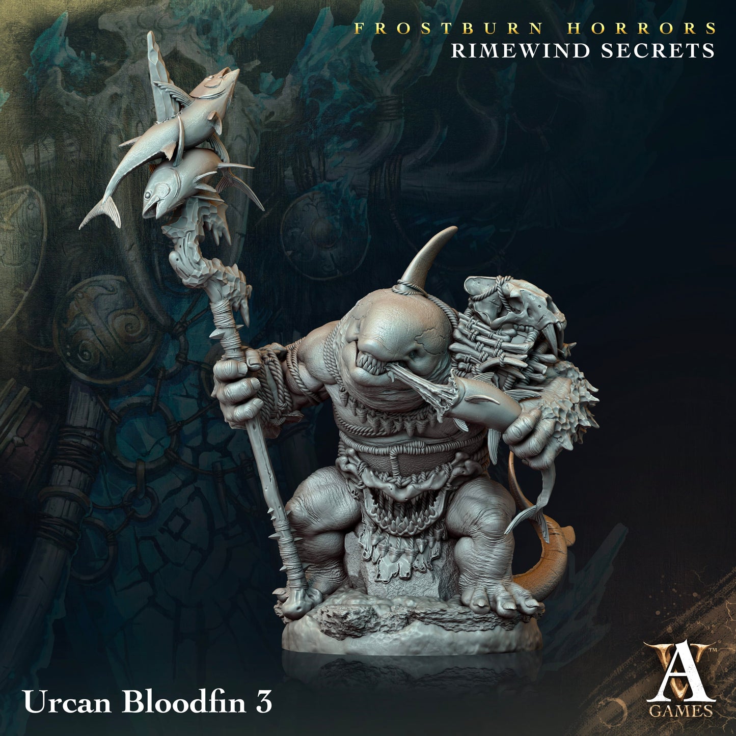 3D Printed Archvillain Games Frostburn Horrors Rimewind Secrets - Urcan Bloodfin 28mm 32mm D&D