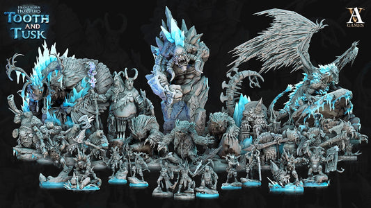 3D Printed Archvillain Games Frostburn Horrors Tooth and Tusk Jugar - Twicefrozen - Mountain Ettin 28mm 32mm D&D